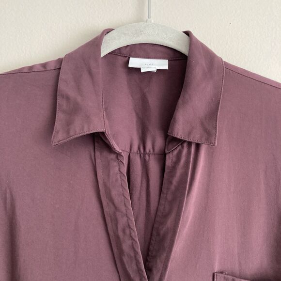 J. Jill Womens Button Down Blouse Purple Size Small TALL Rayon Classic - Picture 2 of 9